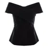 Izabela Mandoiu Women's Cropped Shoulders Top In Black Jersey In Black