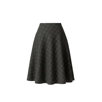 Izabela Mandoiu Women's Grey Bias-cut Midi Skirt In Dark Gray Plaid With Pale Pink