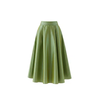 Izabela Mandoiu Women's Light Green Taffeta Midi Skirt