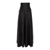 Izabela Mandoiu Women's Long Black Skirt With High Waist And Side Drawstrings In Black