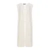 Izabela Mandoiu Women's Long White Wool Vest With Ivory Tree Of Life Embroidery