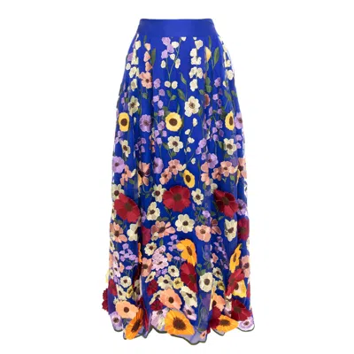 Izabela Mandoiu Women's Maxi Skirt With Floral Lace In Orange