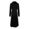 Izabela Mandoiu Women's Midi Dress In Black Jersey With Pleated Skirt In Black