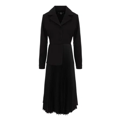 Izabela Mandoiu Women's Midi Dress In Black Jersey With Pleated Skirt