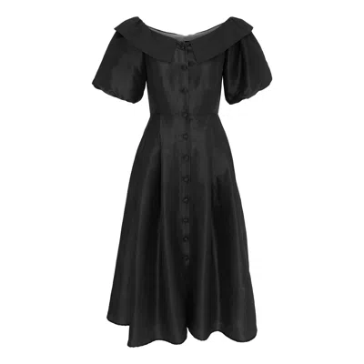 Izabela Mandoiu Women's Midi Evening Gown In Black With Cropped Shoulders