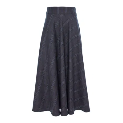Izabela Mandoiu Women's Midi Plaid Skirt In Grey Color