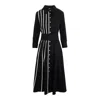 Izabela Mandoiu Women's Midi Shirtdress In Black Cotton With Belt In Black