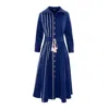 Izabela Mandoiu Women's Midi Shirtdress In Blue Ink Cotton With Belt In Blue