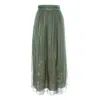 Izabela Mandoiu Women's Midi Skirt In Green Silk Chiffon With Metallic Foil In Green