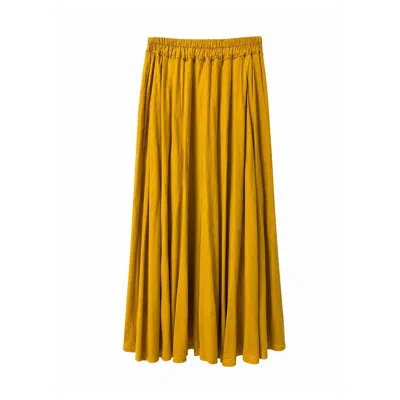 Izabela Mandoiu Women's Mustard Yellow Gathered Midi Skirt