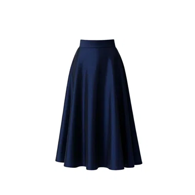Izabela Mandoiu Women's Navy Blue Taffeta Midi Skirt