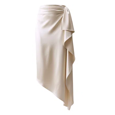 Izabela Mandoiu Women's Neutrals Asymmetric Draped Cream Skirt In White