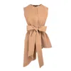 Izabela Mandoiu Women's Neutrals Beige Vest With Asymmetrical Lines And With Belt In Beige