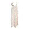 Izabela Mandoiu Women's Neutrals Elegant Beige Midi Dress With Floral Applique And Embroidered Texture In Beige