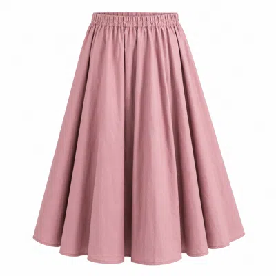 Izabela Mandoiu Women's Pink Dusty Rose Elasticated Waist Maxi Skirt With Side Pockets