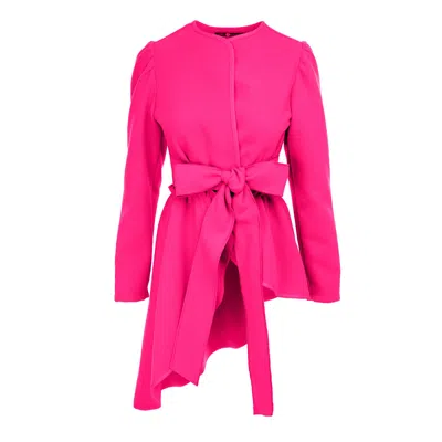 Izabela Mandoiu Women's Pink / Purple Fuchsia Jacket With Asymmetrical Lines And With Belt In Pink/purple