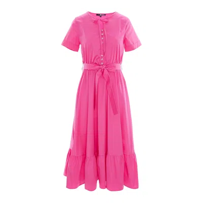 Izabela Mandoiu Women's Pink / Purple Midi Dress In Pink Cotton With Buttons In Pink/purple