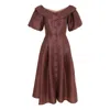 Izabela Mandoiu Women's Pink / Purple Midi Evening Gown In Purple With Cropped Shoulders In Pink/purple