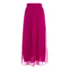 Izabela Mandoiu Women's Pink / Purple Midi Skirt In Fuchsia Silk Chiffon With Metallic Foil In Pink/purple