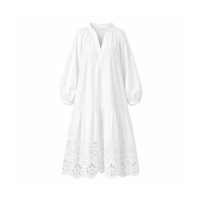 Izabela Mandoiu Women's Premium White Broderie Anglaise Oversized Midi Dress