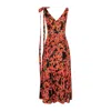 Izabela Mandoiu Women's Red / Black Midi Viscose Dress In Poppies Floral Print