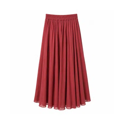 Izabela Mandoiu Women's Red Burgundy Flowing Midi Skirt
