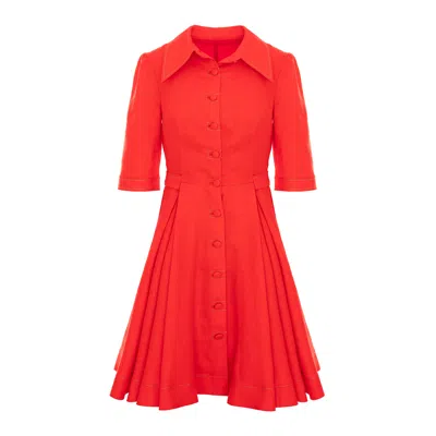 Izabela Mandoiu Women's Short Dress In Vibrant Red Linen