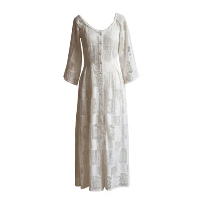 Izabela Mandoiu Women's Vintage-inspired White Lace Midi Dress
