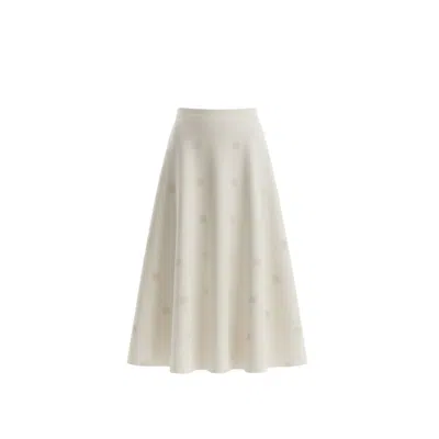 Izabela Mandoiu Women's White Bias-cut Midi Skirt In Fine Fabric With Embroidery