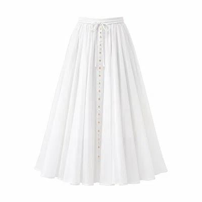 Izabela Mandoiu Women's White Bohemian Lace Trim Tie-waist Maxi Skirt