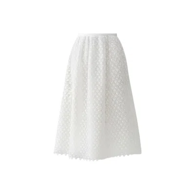 Izabela Mandoiu Women's White Floral Lace Midi Skirt