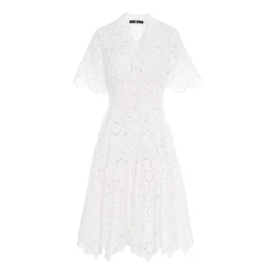Izabela Mandoiu Women's White Short Cotton Lace Dress