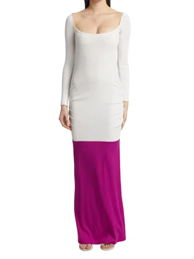Izayla Colorblock Maxi Dress In White Pink