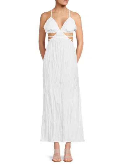 Izayla Women's Crinkle Taffeta Maxi Dress In White