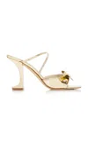 Izie Exclusive Riviera Arno Metallic Leather Sandals In Gold
