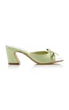 Izie Exclusive Riviera Chester Satin Mules In Green