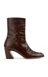 Izie Limited Highbury Croc-embossed Leather Boots In Brown