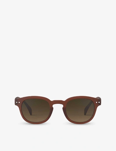 Izipizi #c Round-frame Polycarbonate Sunglasses In Mahogany