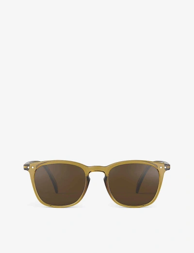 Izipizi Womens #e Square-framed Golden Green Sunglasses