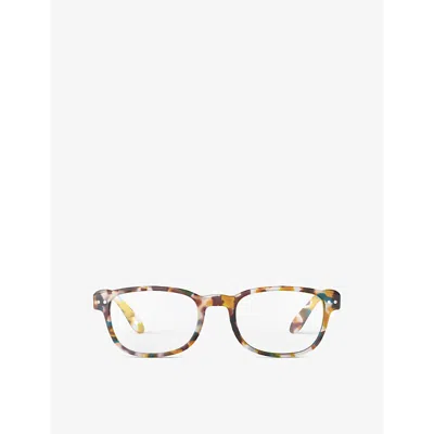 Izipizi Mens #b Square-framed Blue Tortoise Reading Glasses