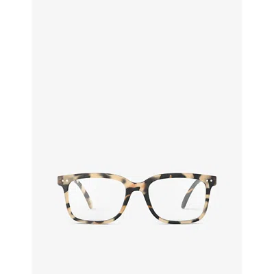 Izipizi Mens Light Tortoise #l Square-framed Blue Tortoise Reading Glasses In Light Tortoise