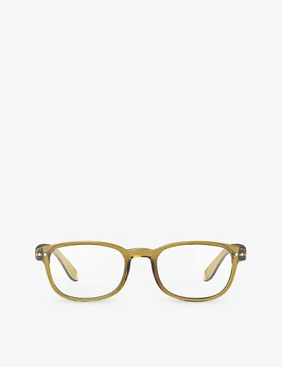 Izipizi Mens Golden Green #b Square-framed Havane Reading Glasses In Yellow