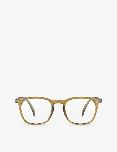 Izipizi Mens #e Square-framed Golden Green Reading Glasses In Yellow