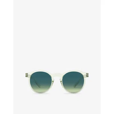 Izipizi Womens #m Green Fields Round-frame Acetate Sunglasses
