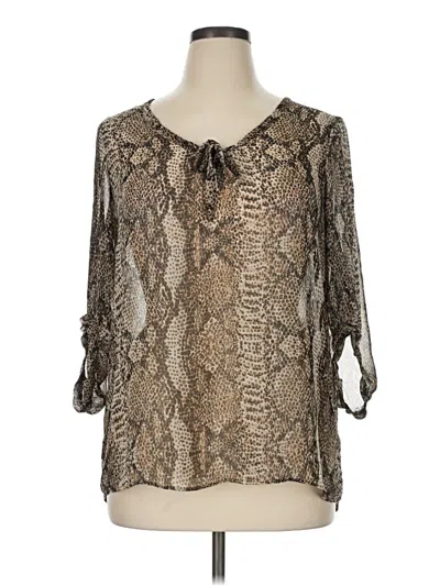 Pre-owned Izod 3/4 Sleeve Blouse In Brown