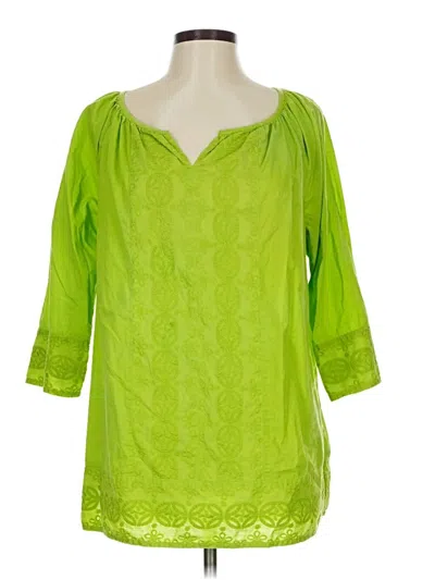 Pre-owned Izod 3/4 Sleeve Blouse In Green