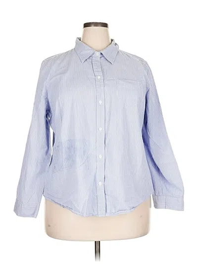 Pre-owned Izod 3/4 Sleeve Button Down Shirt In Blue