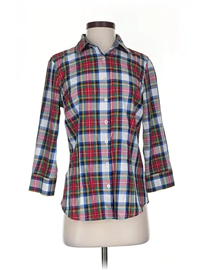 Pre-owned Izod 3/4 Sleeve Button Down Shirt In Blue