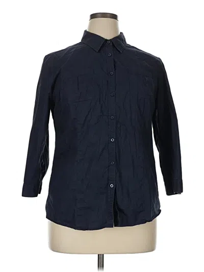 Pre-owned Izod 3/4 Sleeve Button Down Shirt In Blue