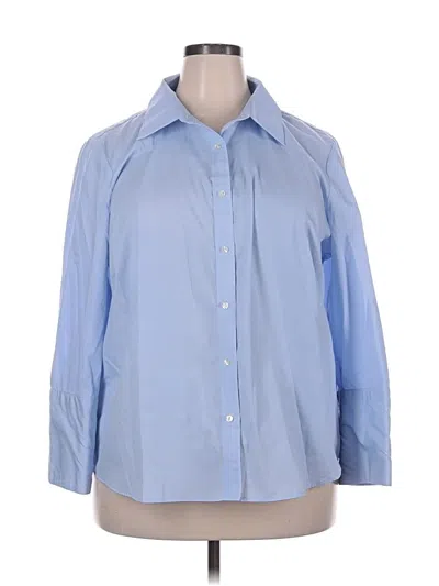 Pre-owned Izod 3/4 Sleeve Button Down Shirt In Blue
